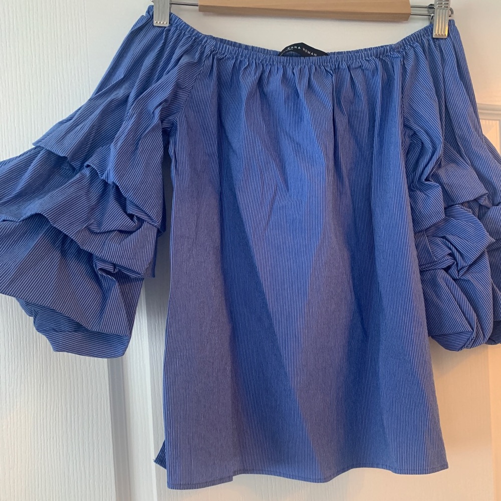 Zara Off the Shoulder Top With Puffy Sleeves XS